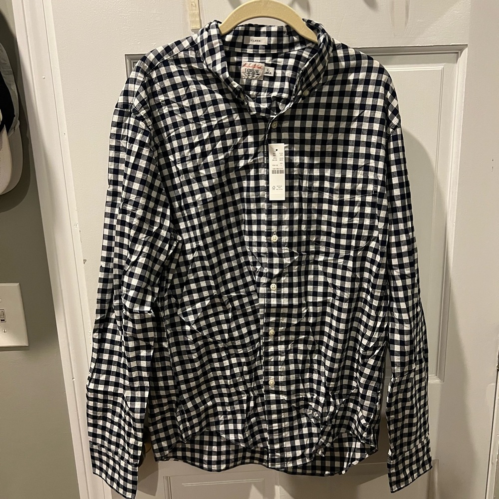 NEW J. Crew Navy and White Plaid Shirt